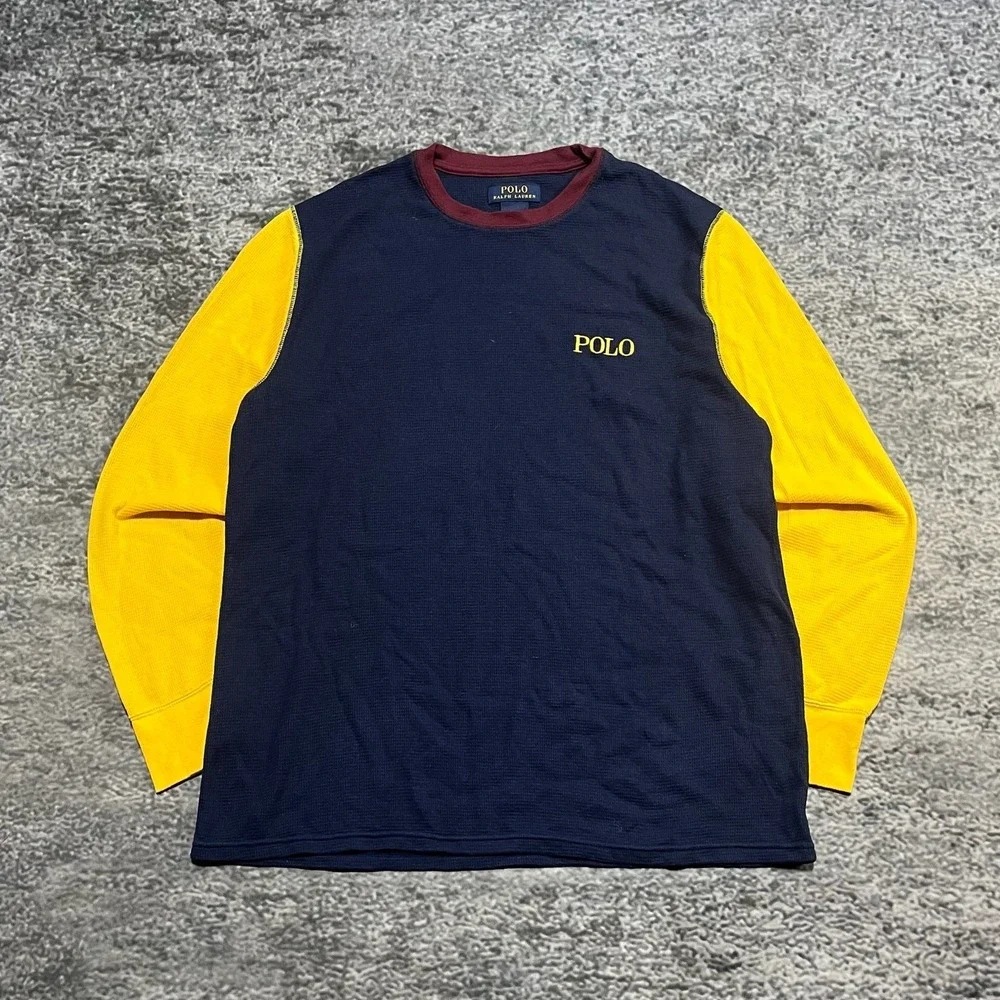 Polo Ralph Lauren Long Sleeve Waffle Thermal Shirt‎ Mens XL Color Block